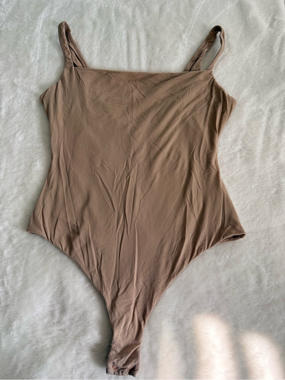 SKIMS Scoop-Neck Ribbed Bodysuit in Taupe